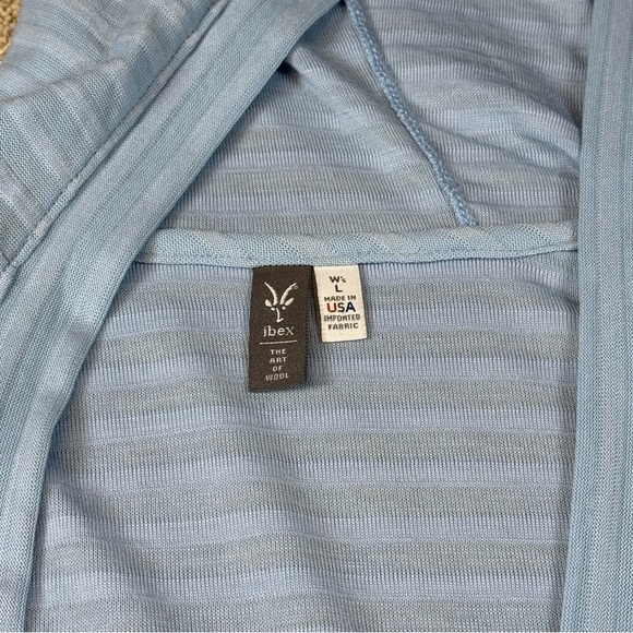 Ibex Shadow Stripe Hoodie Women Size Large Blue Merino Wool Blend - Picture 4 of 4
